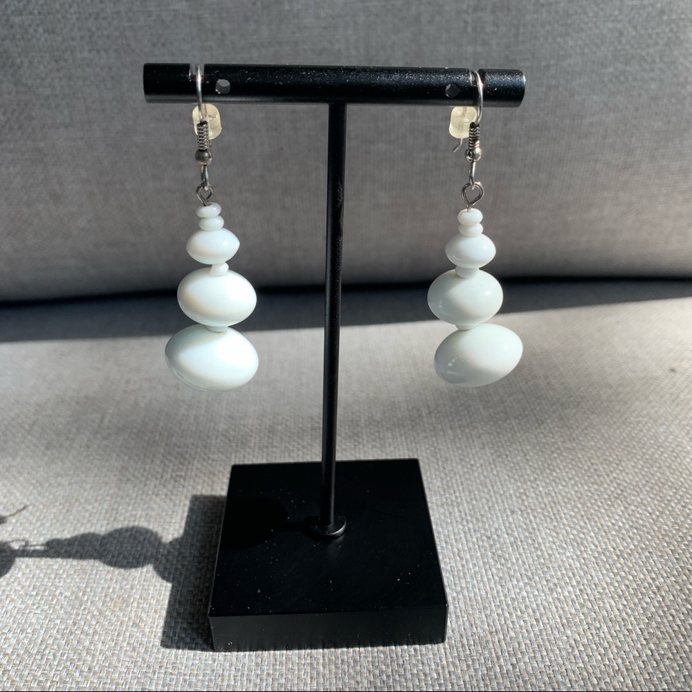 ☀️ 3/$15 White Beaded Dangling Earrings